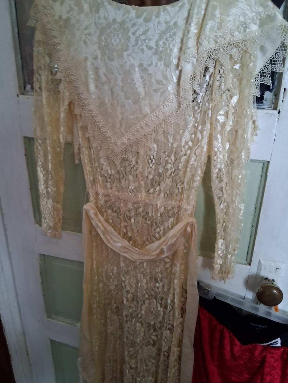 Vintage-Inspired Cream Lace Maxi Dress for Women